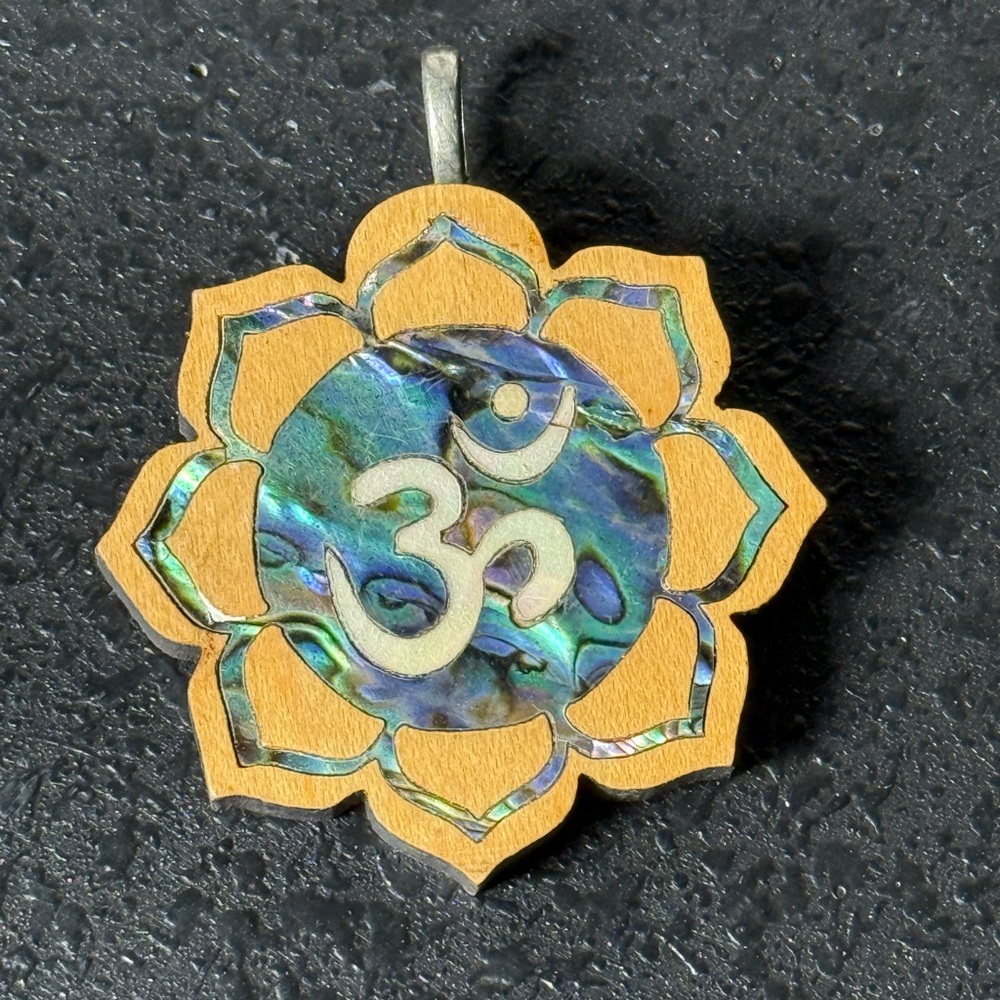 Lotus Om Pendant with Abalone Inlay